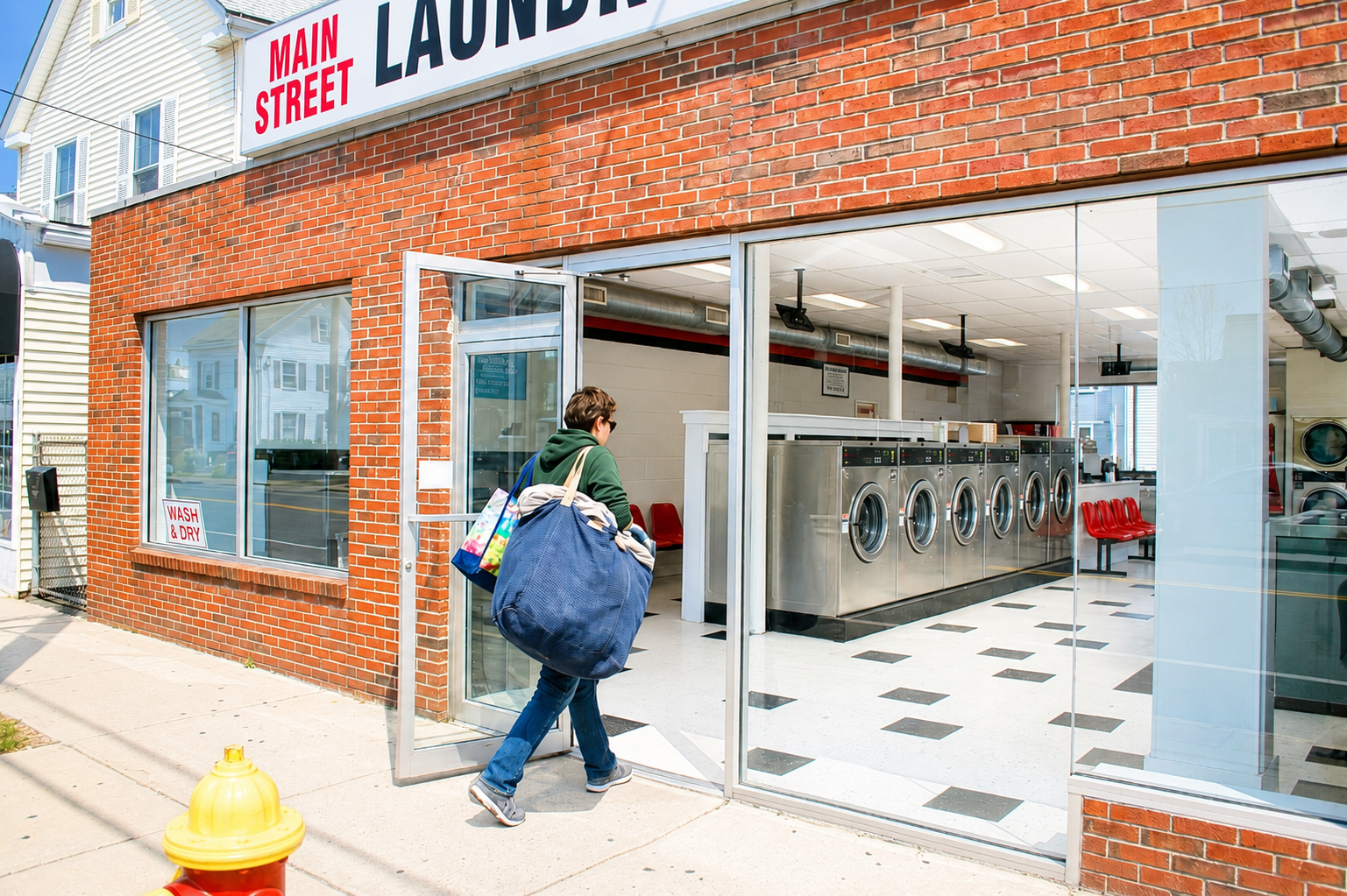 Clean laundromat interior for Drop and Go service